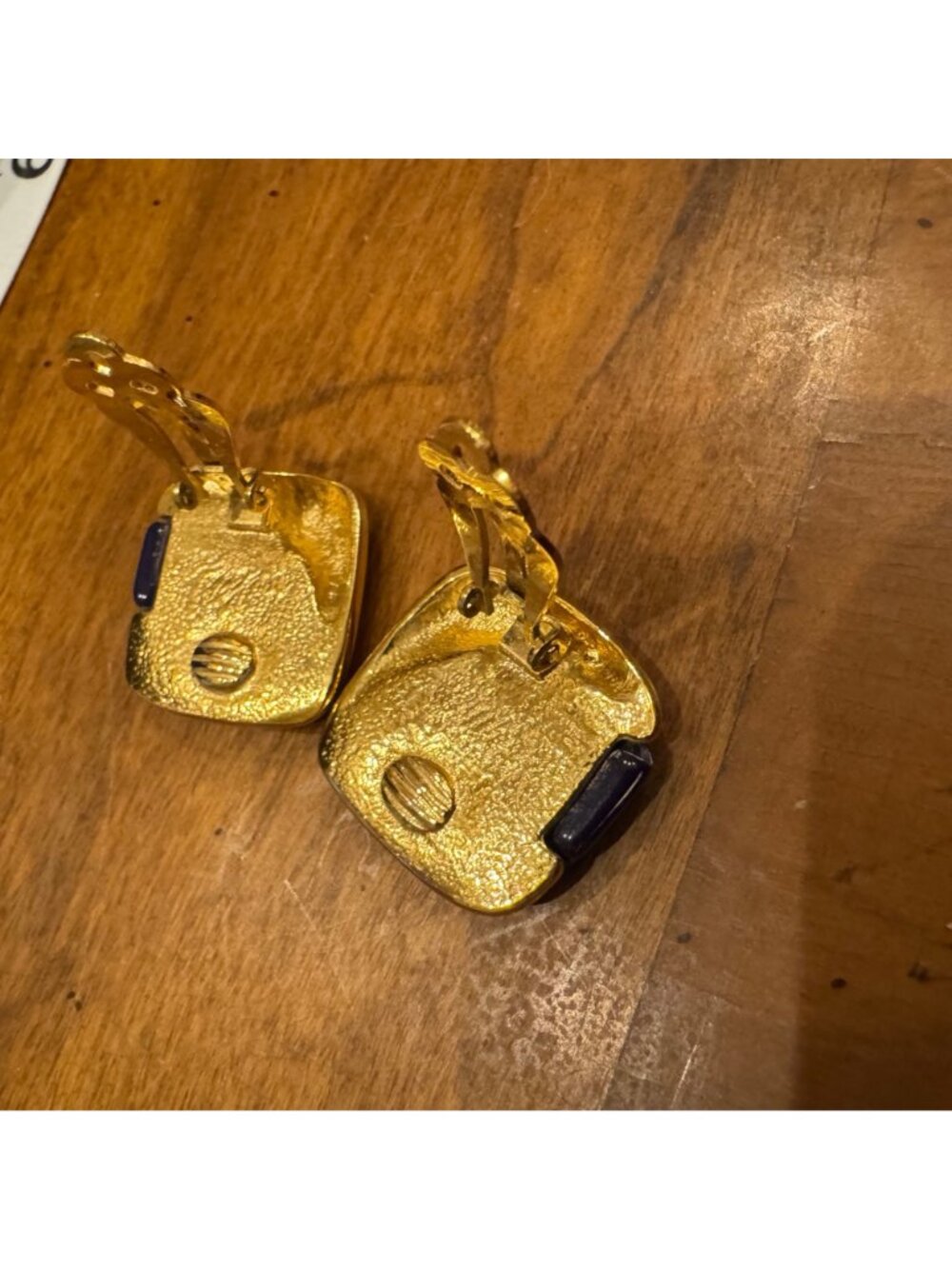 Vintage Lady Remington Blue & Gold Necklace & Clip-On Earrings Set - Picture 7 of 14
